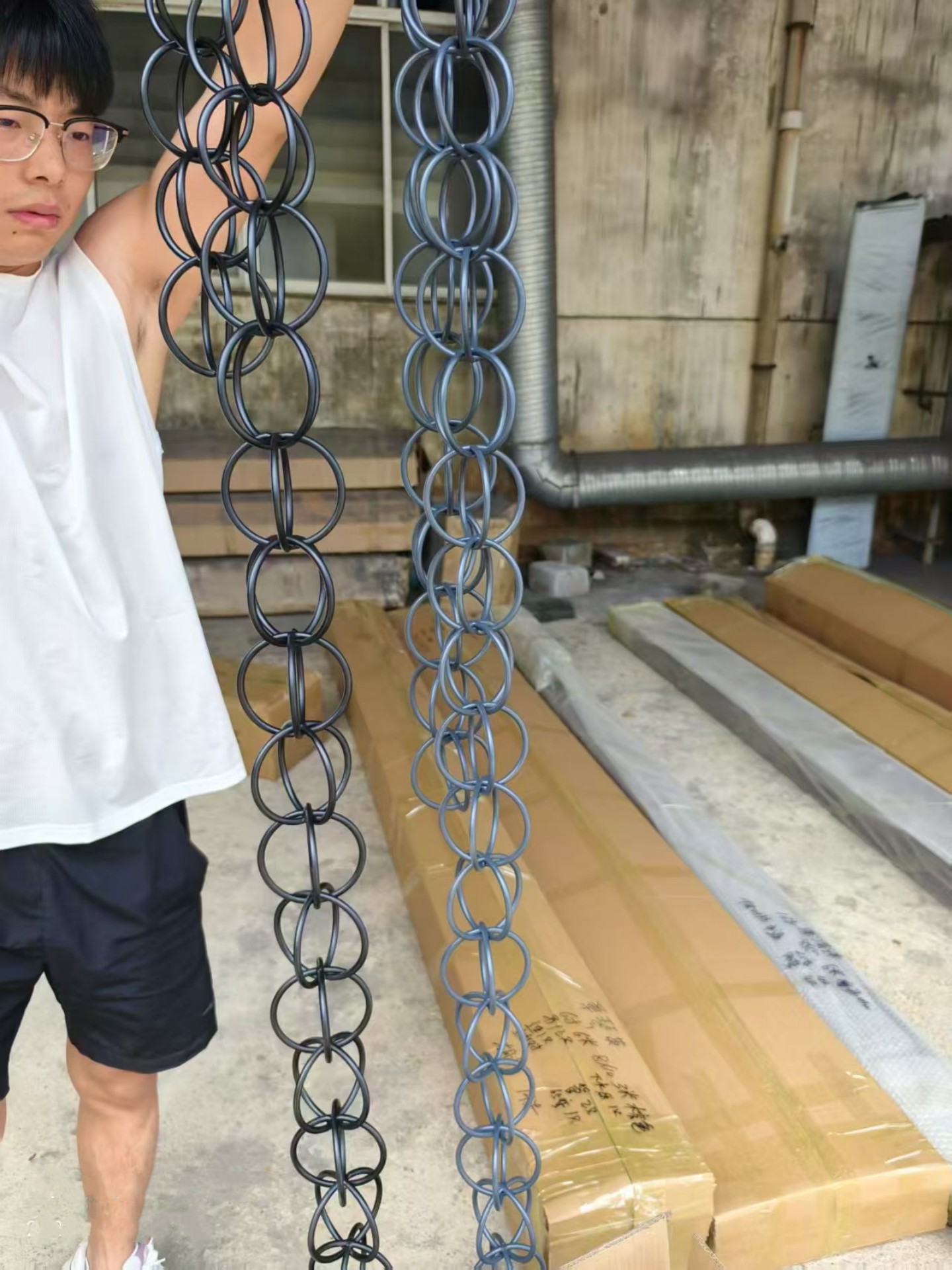 别墅雨链中式屋檐排水链日式寺庙庭院落水导水雨链雨铃雨槽引水链
