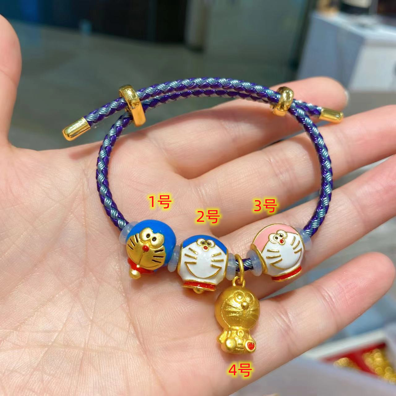 Enameled Doraemon Jingle Cat Transfer Beads Bracelet Bracelet Large Hole Beads Cute Beads DIY Jewelry Accessories
