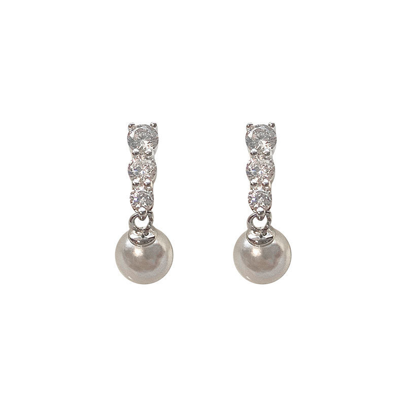 Zirkonia Und Perlen Ohrstecker Für Damen Elegant Alltag_voghion.com
