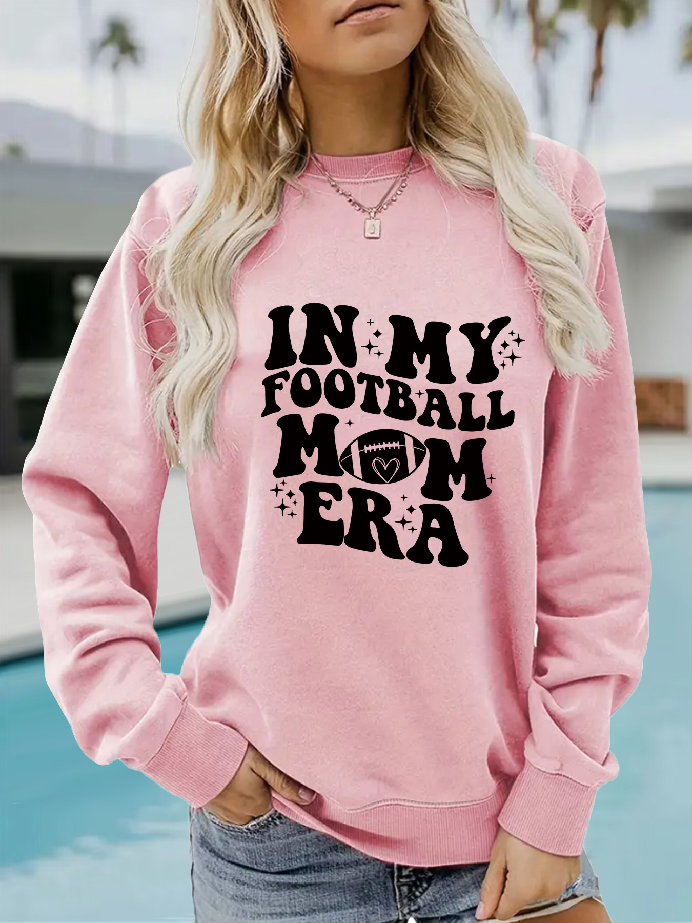 Autumn And Winter Women's Casual Long Sleeve Round Neck IN MY FOOTBALL Printed Pullover Sweatshirt_desvips.com