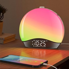 売れ筋スマート模擬日の出と日没 Bluetooth 雰囲気ライトホワイトノイズ電子目覚まし時計テーブルランプ寝室のベッドサイドランプ