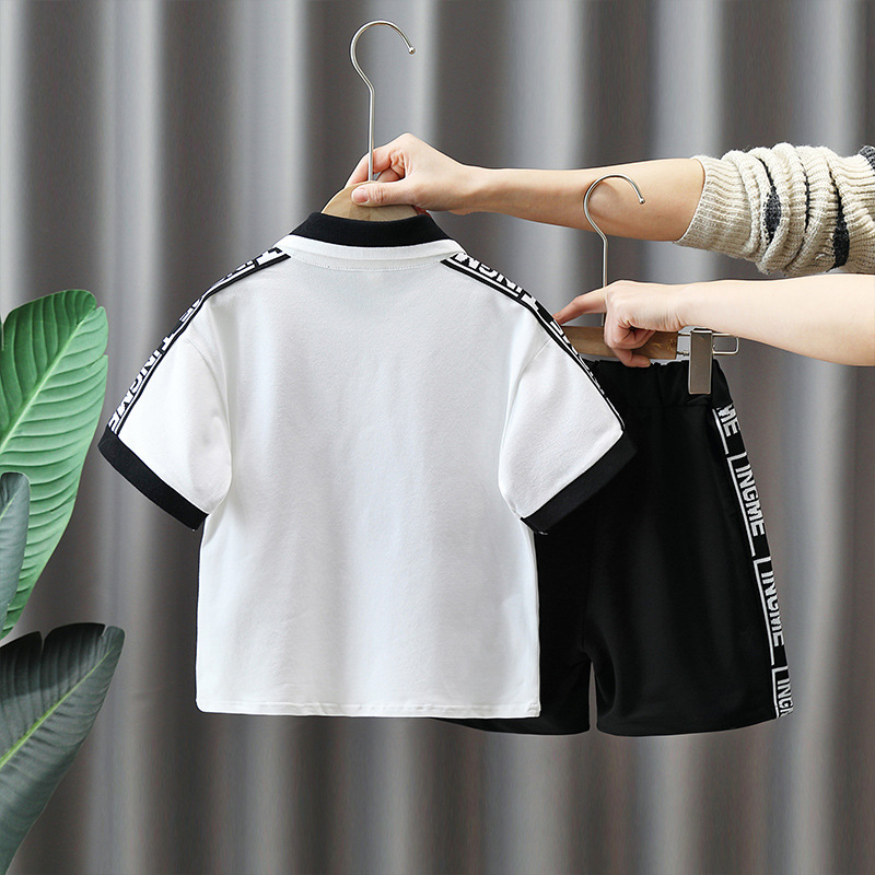 5232 traje de camisa POLO para niños verano 2025 nuevo vestido de verano deportivo para niños hermoso traje de dos piezas de manga corta para niños