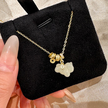 马上有钱花s925纯银项链女国潮新中式和田玉钱币锁骨链本命年吊坠