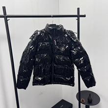 外贸跨境Trapstar新款可拆卸帽亮面PU皮棉服时尚秋冬加厚保暖外套