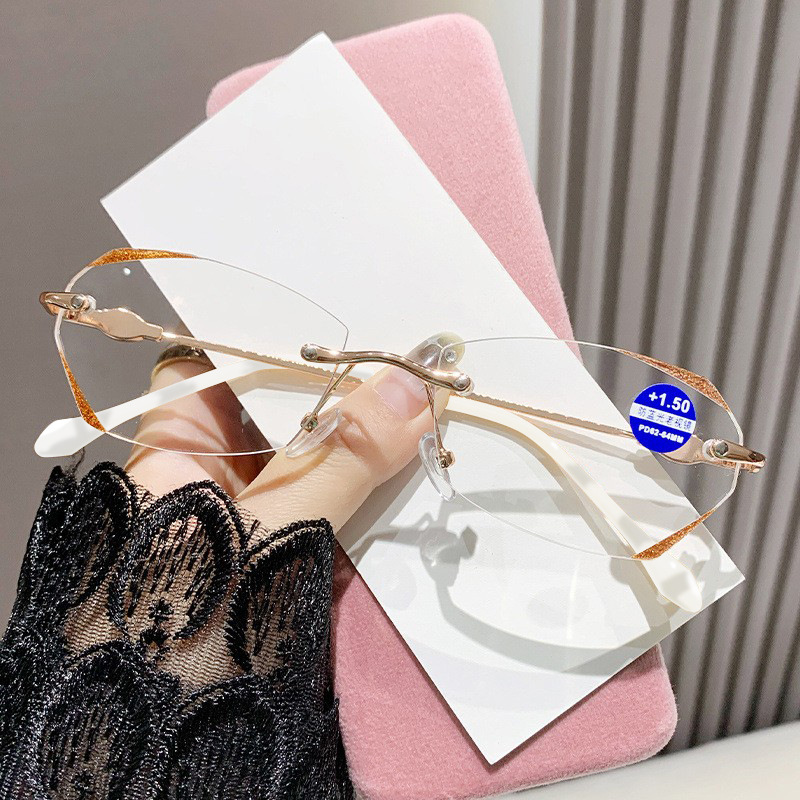 Gafas de presbicia de luz anti-azul gafas de presbicia de moda de corte brillante rosa brillante
