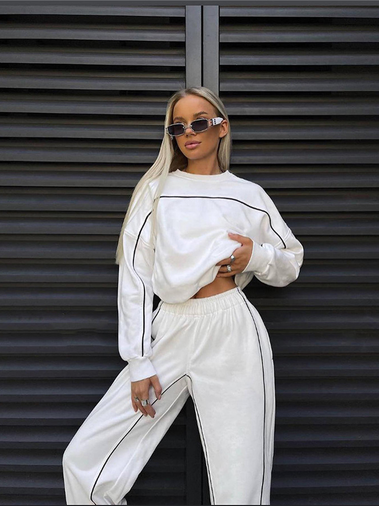 Women's Sports Suit Fashion Street Wear Long Sleeved Sweatshirt & Trousers Two Piece Leisure Set_ecoleips.com