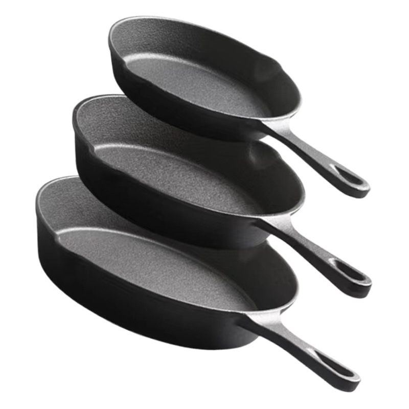 Sartén de hierro fundido de fondo plano integrado filete sartén traje de camping Amazon pan viejo sartén americana