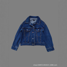 跨境外贸童装出口欧美原单女中大童牛仔外套春秋装上衣短款百搭