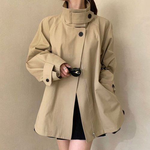 2024 New Spring and Autumn Stand Collar Windbreaker Coat Women Korean Style Casual Popular Loose Design Small Coat