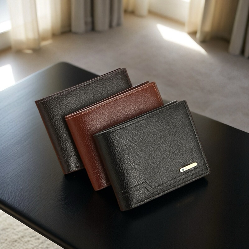 New Men's Wallet Men's Short Wallet Fashionable Casual Litchi Pattern Soft Wallet Multi-Card Large Capacity Small Wallet New Men's Wallet Men's Short Wallet Fashionable Casual Litchi Pattern Soft Wallet Multi-Card Large Capacity Small Wallet