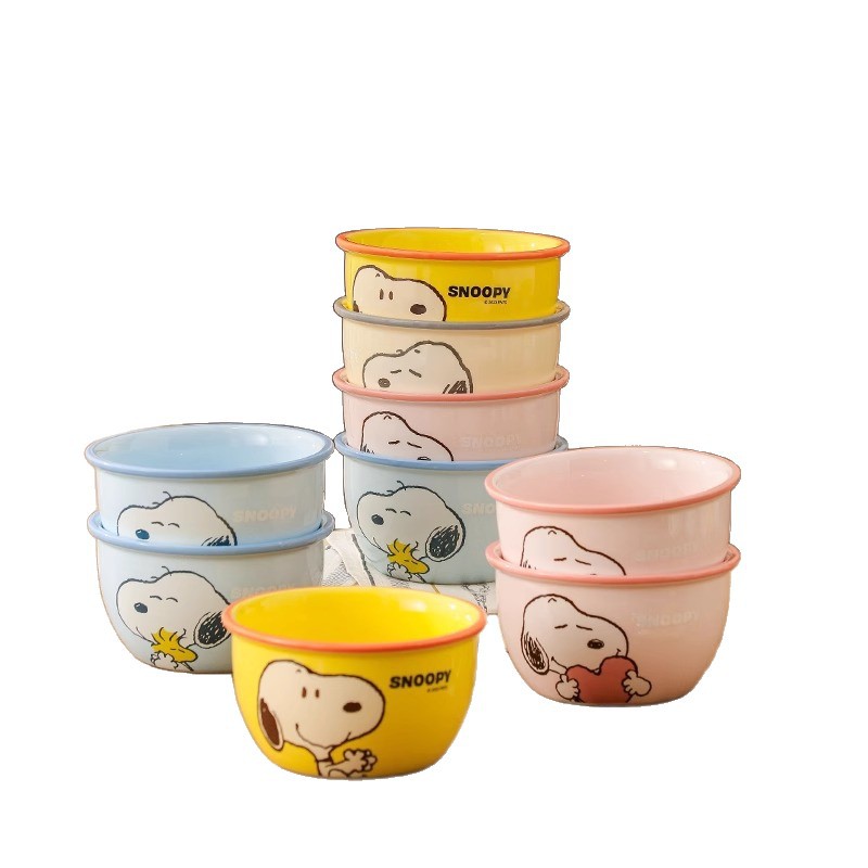 Snoopy Ceramic Rice Bowl Inicio Dibujos animados Cuenco Juego de alto valor Caja de regalo Vajilla Regalo