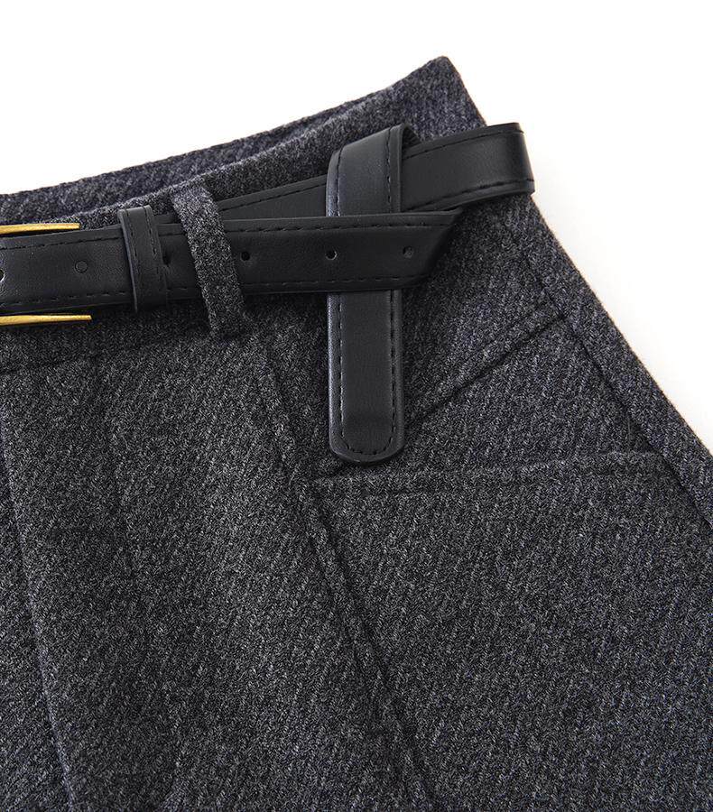 Quần short len cạp cao nữ dáng thẳng, phong cách thời thượng — Màu xám đậm (len nâng cấp), Màu đen (len nâng cấp) chi tiết 12