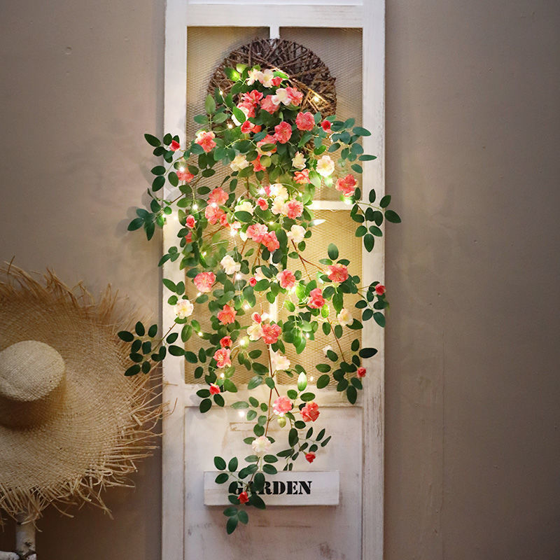 Rosa decoración verde colgante de pared colgante de pared de balcón decoración de pared tridimensional creativa