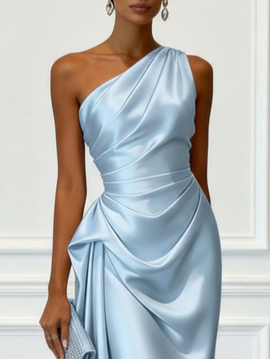 2026 European And American Cross-border Foreign Trade New High-end Satin Pleated Waist-cinching Sleeveless Evening Dress_ecoleips.com