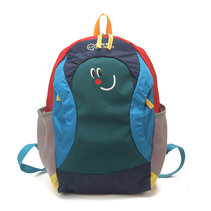 Hermosa cara sonriente para padres e hijos viajar mochila de gran capacidad de contraste de color bolsas escolares de dibujos animados lindas mochila infantil