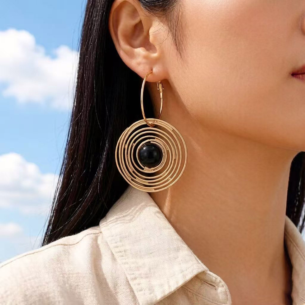 Hot-Selling Geometric Irregular Spiral Disc Multi-Layer Earrings, Creative Multi-Layer Spiral Earrings