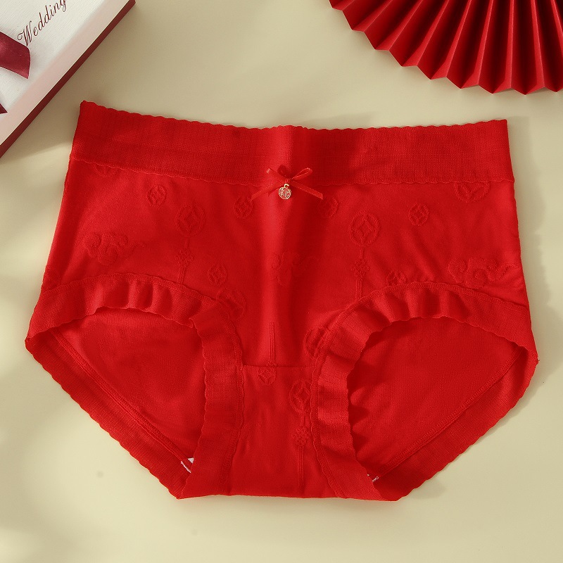 Año DE NACIMIENTO ropa interior roja entrepierna de algodón para mujer antibacteriano sin costuras cintura alta conejo año dragón boda calzoncillos de algodón