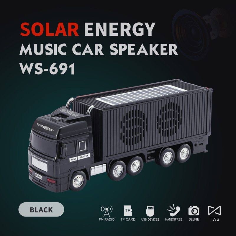 High-Quality Outdoor Charging Solar Bluetooth Audio Container Car Model Subwoofer Speaker Fm Radio Tf Plug-In Card