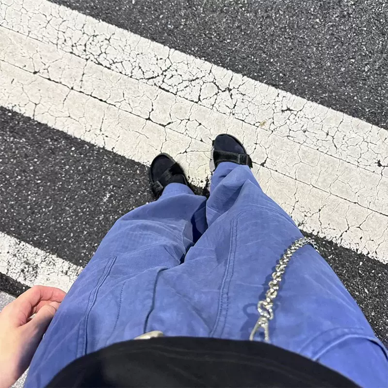 自主 baggy版型通勤直筒阔腿牛仔裤蓝色法工裤 vintage cleanfit