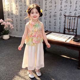 女童蝴蝶新中式套装夏季2026新款宝宝甜美洋气儿童国风夏装两件套