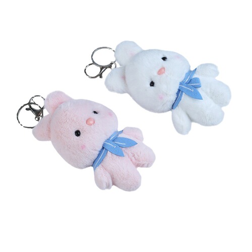 Cute fluffy bunny plush toy arcade machine mini bunny figure very adorable navy rabbit hanging ornament figurine keychain