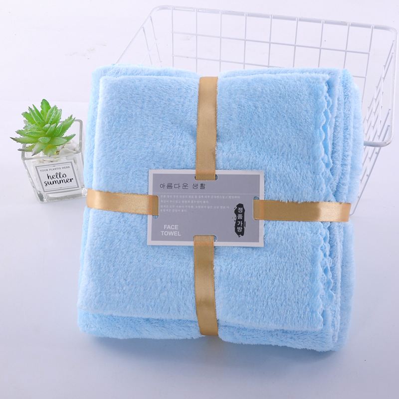 Thickened Towel Solid Color Mother-In-Law Set Towel Bath Towel Gift Soft Absorbent Household Lint-Free Towel