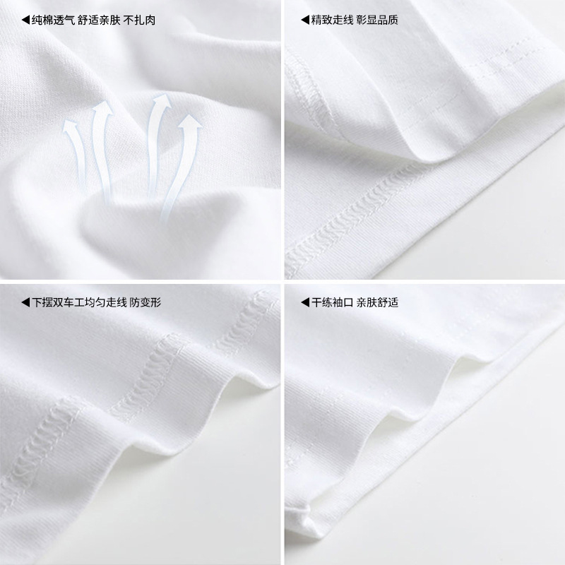 Hombre blanco camiseta de manga corta marca de moda de verano media manga camiseta de algodón Xinjiang ropa negra sólida camiseta de base casual image 4