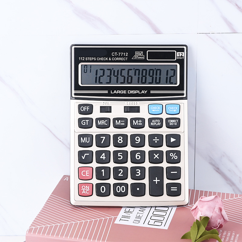 Fábrica al por mayor de 12 dígitos de CT-7712 solar calculadora científica lindo suministros de computadora de oficina financiera