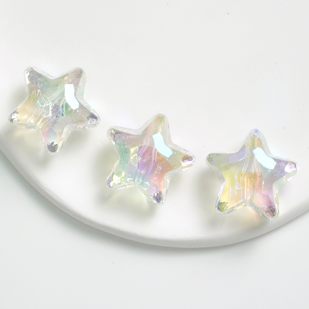 Transparente UV color mágico corte estrella de cinco puntas amor acrílico DIY pulsera material de cuentas accesorios de la joyería al por mayor