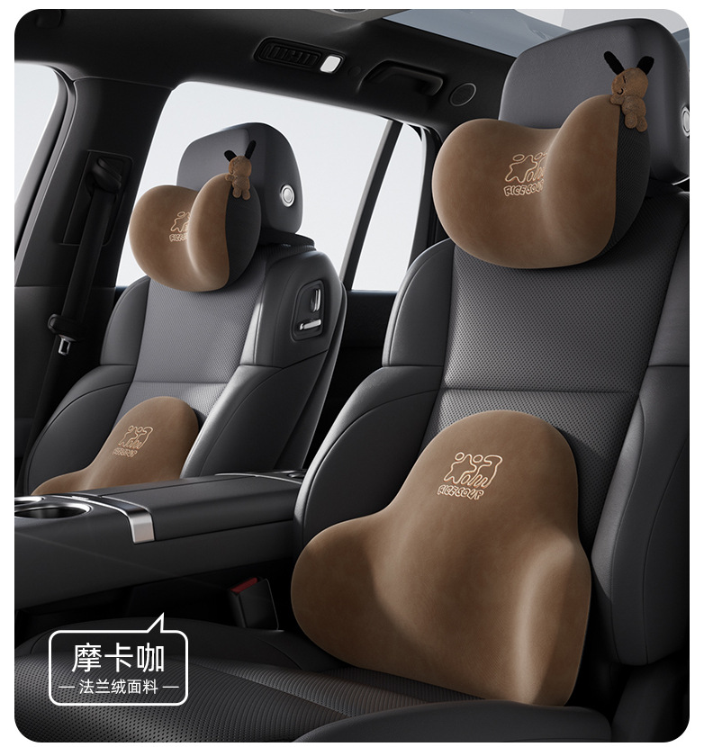 Aichewu Car Headrest Neck Pillow Pair of In-Car Pillows High-End Memory Foam Cartoon Cute Lumbar Support for Car Use