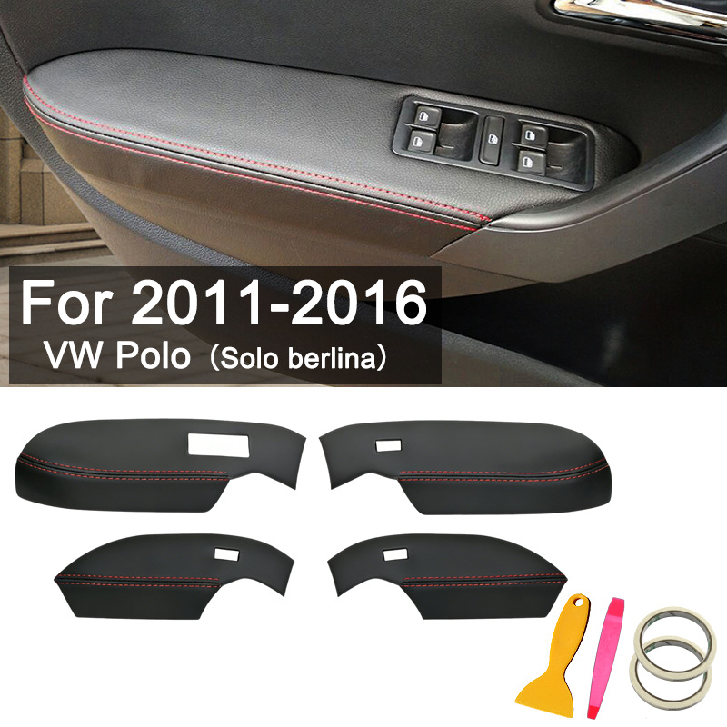 Suitable for 11-18 Models of Volkswagen Polo, Door Armrest Leather Cover, Durable Microfiber Leather, Automotive Interior Accessories, Cross-Border
