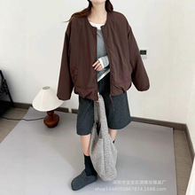 琪镌绘制夹克棒球服棉服女冬季夹棉加厚外套宽松短款立领棉衣362