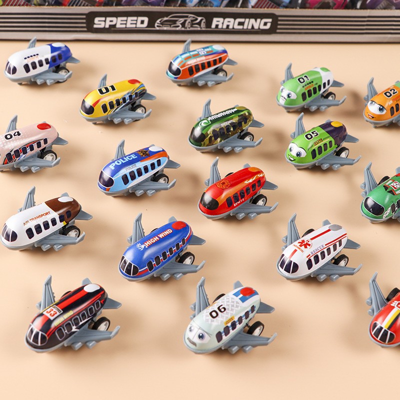 亚马逊仿真5.2cm回力小飞机儿童惯性玩具迷你合金客机temu代发