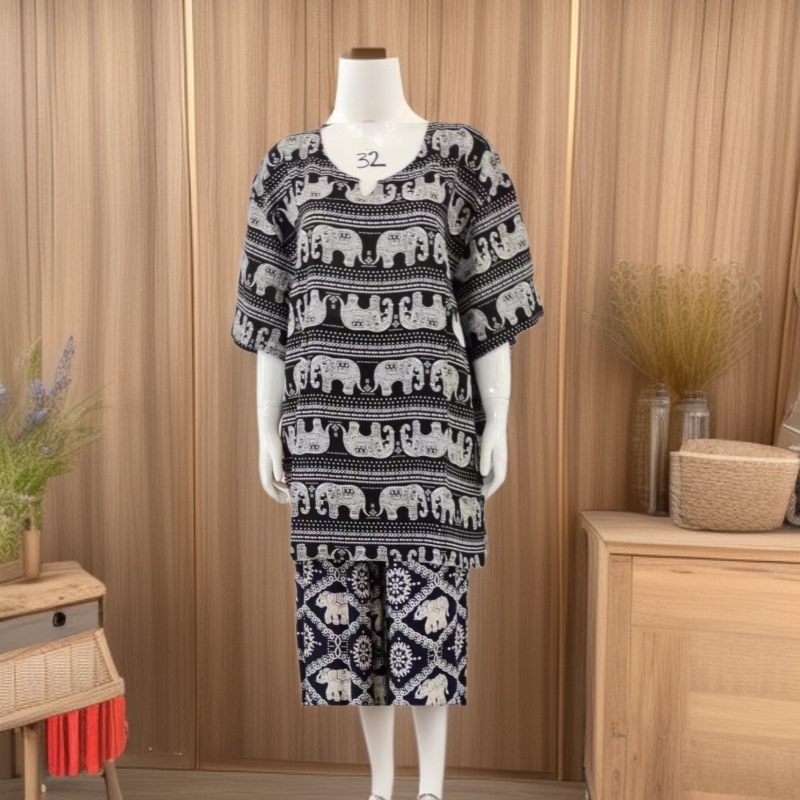 Factory Direct Sales Ethnic Style Foreign Trade Short-Sleeved Suit Thai Style Pajamas Suit Foreign Trade Export Trendy Clothing Pajamas Factory Direct Sales Ethnic Style Foreign Trade Short-Sleeved Suit Thai Style Pajamas Suit Foreign Trade Export Trendy Clothing Pajamas