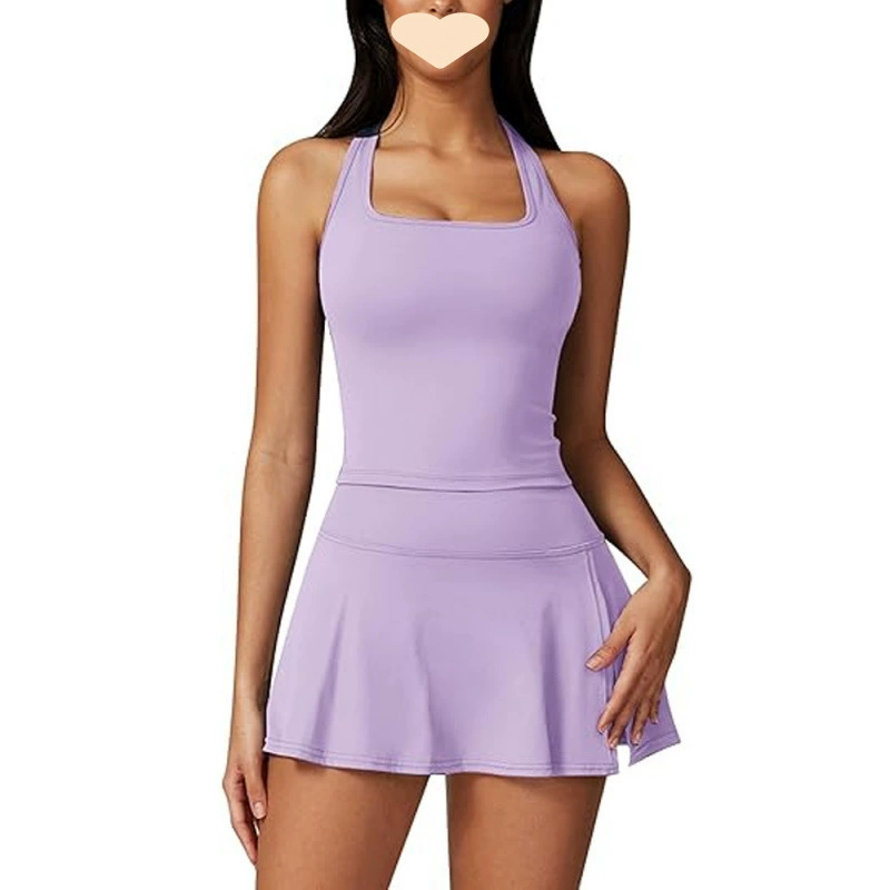 2025 летний новый набор теннисной юбки женский карманный спортивный костюм из двух частей