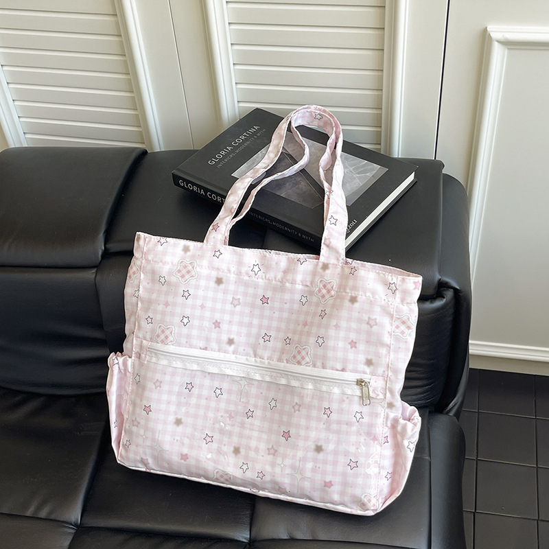 Bolso japonés simple y versátil transparente pequeño fresco estampado dulce 2025 niña dibujos animados leche huhutote bag