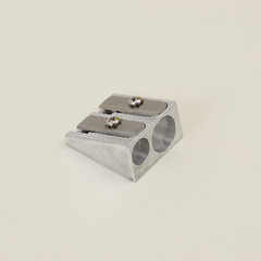 Metal double-hole pencil sharpener, large-hole eyebrow pencil sharpener, alloy pencil sharpener, silver bevel single-hole pencil sharpener