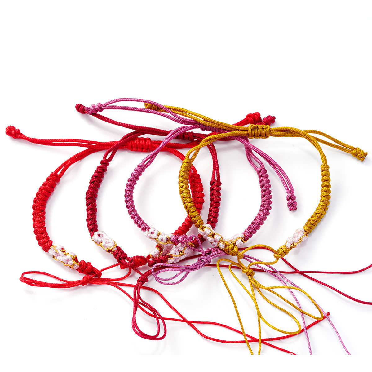 Handmade Semi-Finished Peach Blossom Knot Pure Handmade Woven Diamond Knot Beaded Bracelet with Wearable Transfer Beads and Safety Buckle Accessories