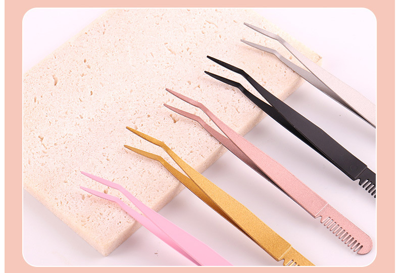 Casual Solid Color Stainless Steel Eyelash Tweezers 1 Piece display picture 1