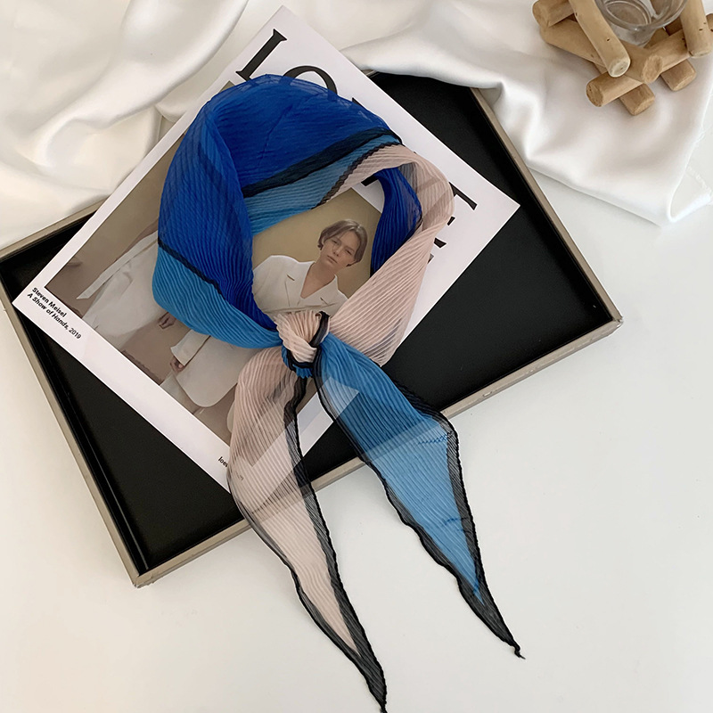 Pañuelo de seda de alta calidad nuevo estilo bufanda arrugada a juego de colores bufanda en forma de diamante bufanda de tul decorativa multifuncional de moda cinturón