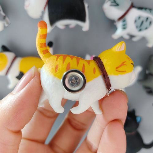 3D three-dimensional Internet celebrity cat magnet refrigerator magnet cartoon cheese cat message post home decoration magnet can turn the head