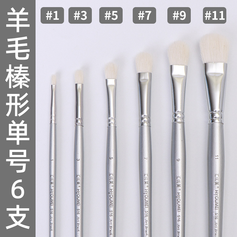 Huiyoumei Pincel Pintura al óleo Acrílico Gouache Pigmento de acuarela Lobo Hao Pincel de lana Tratamiento preferencial Pincel Montmart