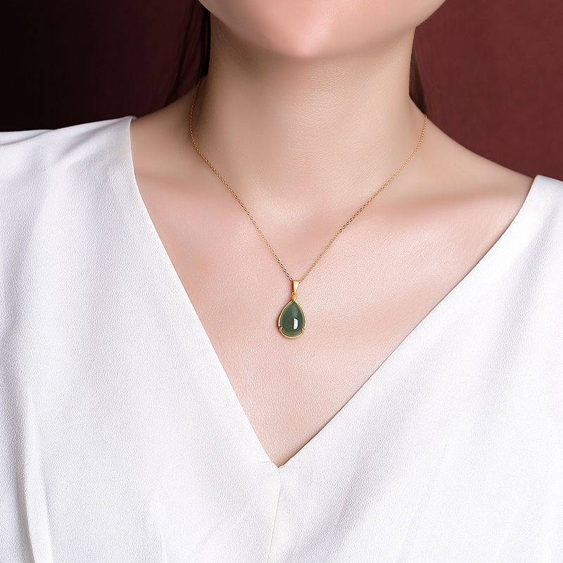 Mặt dây chuyền hình giọt nước bạc S925 mạ vàng đơn giản — Mặt Dây chuyền đơn (không có dây chuyền)