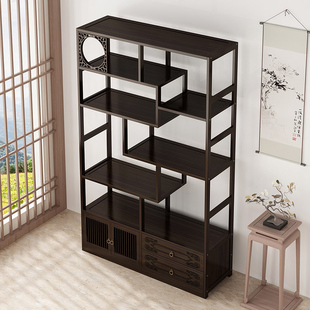 Bogu Rack Solid Wood New Chinese Style Duobao Pavilion Tea Rack Display Cabinet Decoration Cabinet Tea Room Tea Set Tea Cabinet Storage Zheng Zhihe
