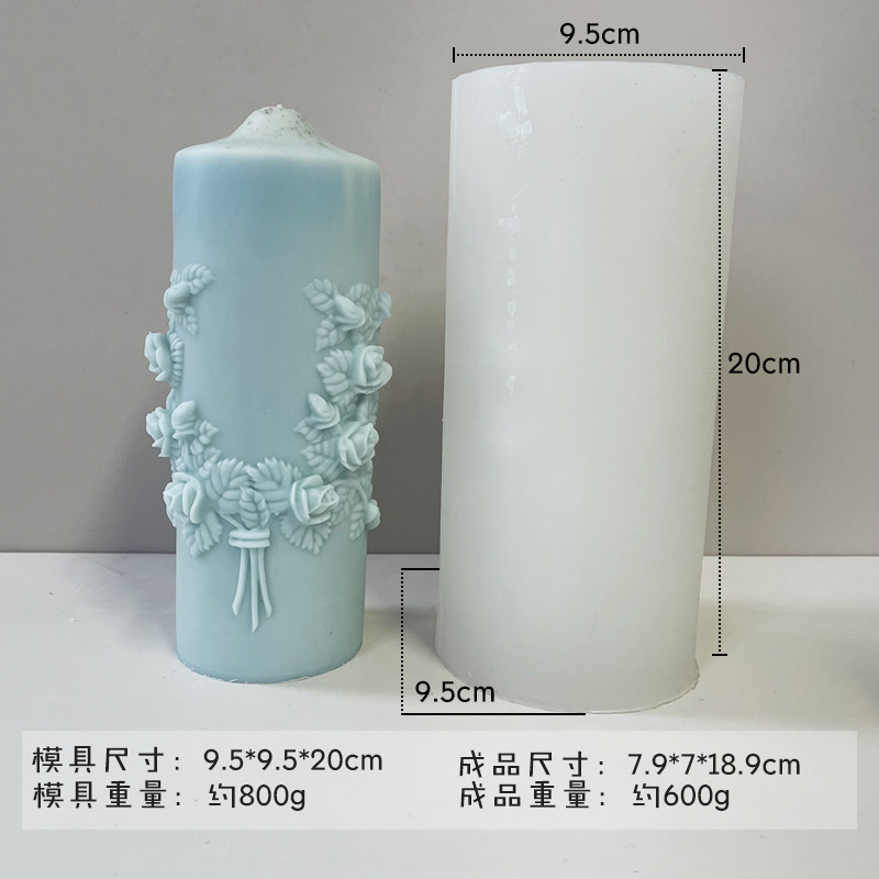 Tallada cilíndrica aromaterapia vela molde de estilo europeo de lujo retro tallado floral aromaterapia difusor molde de silicona