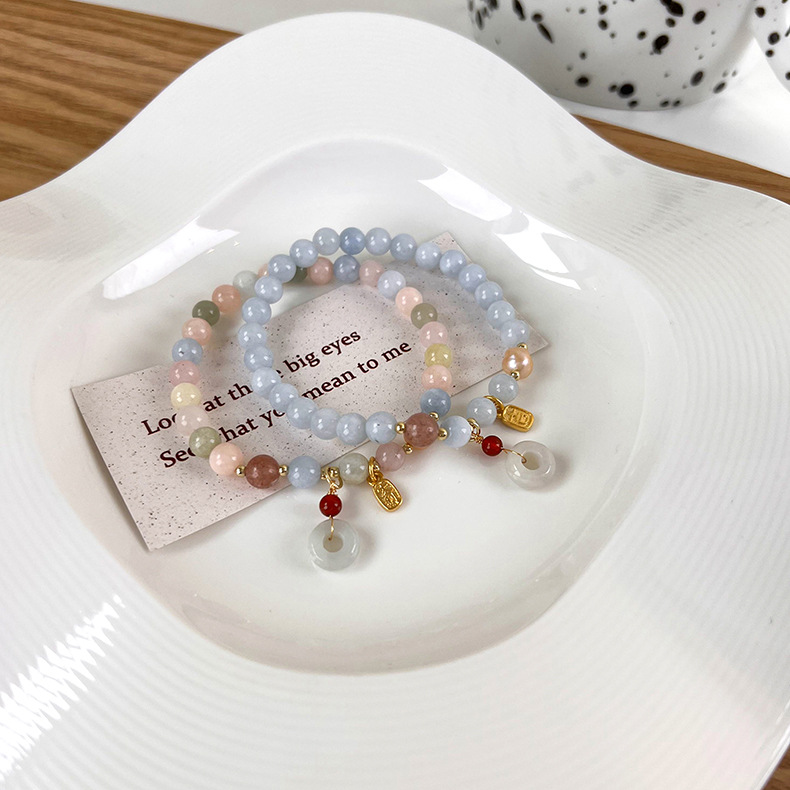 fashion simple retro gold jade crystal stone bracelet