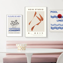 克莱因蓝现代抽象几何线条艺术海客厅报装饰画玄关壁画图片画芯