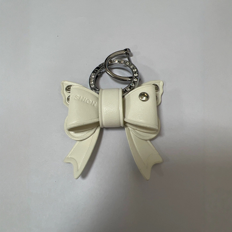 Car Bow Diamond Keychain Women's High-End Keychain Personalized Keychain Anti-Lost Number Plate Pendant