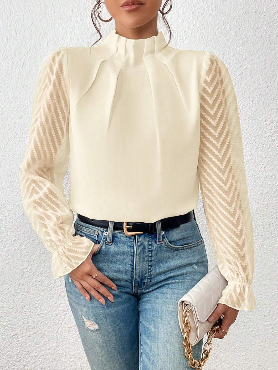 Women's Blouse Long Sleeve Blouses Ruffles Elegant Solid Color display picture 3
