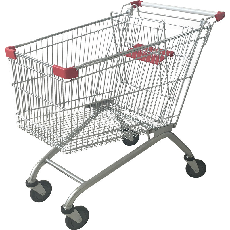 Carrito de Compras de Supermercado Estilo Europeo de 180L de Acero, para Supermercado y Almacén